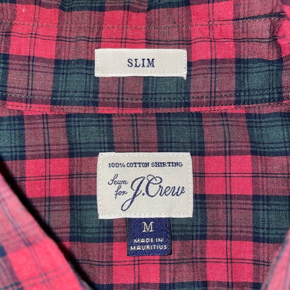 J.Crew Slim Fit Red Plaid Shirt - Size Medium - Picture 4 of 7